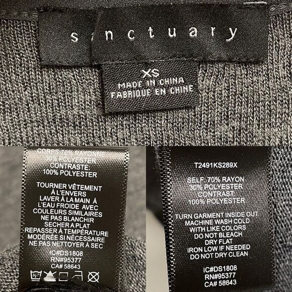SANCTUARY V-Neck Pullover Sweater Charcoal Grey XS - Picture 7 of 7